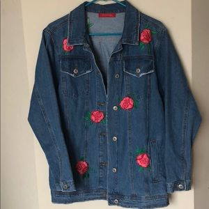 Floral denim jacket